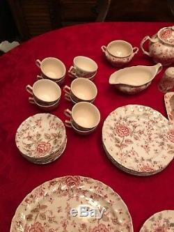 Johnson Brothers ROSE CHINTZ PINK Dinnerware 96 Pcs MADE IN ENGLAND