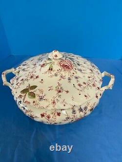 Johnson Brothers Rare Rose Chintz Pink England Covered Dish Large Soup Tureen