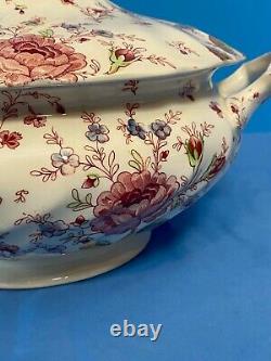 Johnson Brothers Rare Rose Chintz Pink England Covered Dish Large Soup Tureen