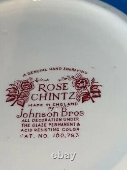 Johnson Brothers Rare Rose Chintz Pink England Covered Dish Large Soup Tureen