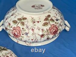 Johnson Brothers Rare Rose Chintz Pink England Covered Dish Large Soup Tureen