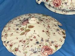 Johnson Brothers Rare Rose Chintz Pink England Covered Dish Large Soup Tureen