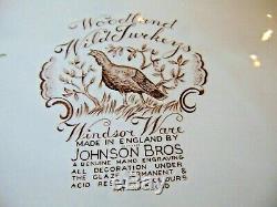 Johnson Brothers Rare Woodland Wild Turkeys 20 Oval Platter England Excellent