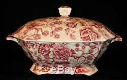 Johnson Brothers Rectangular Tureen English Chippendale in Red/Pink