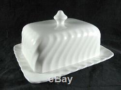 Johnson Brothers Regency 1/2 lb Butter Dish, 6-7/8, white, swirl, RARE 1/2 LB