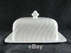 Johnson Brothers Regency 1/2 lb Butter Dish, 6-7/8, white, swirl, RARE 1/2 LB