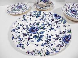 Johnson Brothers Rose Chintz Blue 5 Piece Dinner Set Dinnerware 1995 Rare Vtg