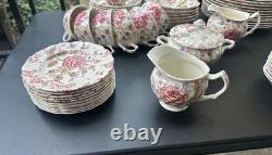 Johnson Brothers Rose Chintz Ironstone made in England68 Piece Black Label O1