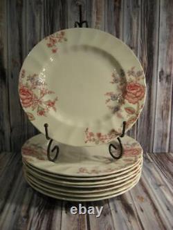 Johnson Brothers Rose Chintz Pink Accent Dinner Plates 8 England 1883 Stamp