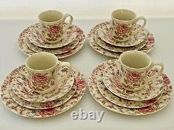 Johnson Brothers Rose Chintz Sixteen Piece Dinnerware Service for Four Pink