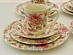 Johnson Brothers Rose Chintz Sixteen Piece Dinnerware Service for Four Pink