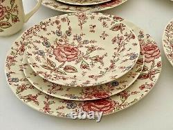 Johnson Brothers Rose Chintz Sixteen Piece Dinnerware Service for Four Pink