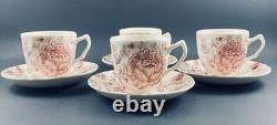 Johnson Brothers Rose Chintz TEAPOT w 4 DEMITASSE Cups & Saucers England Discont