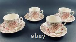 Johnson Brothers Rose Chintz TEAPOT w 4 DEMITASSE Cups & Saucers England Discont