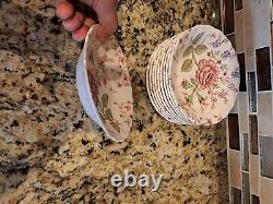 Johnson Brothers Rose Chintz pink set Dinner plates, Sugar b, Cup and more