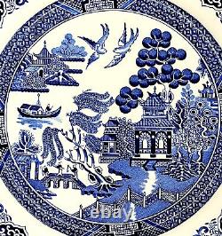 Johnson Brothers SET of 8 BLUE WILLOW 10.25 Dinner Plates Oriental IMPERFECTION