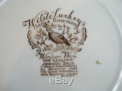 Johnson Brothers Set of 6 Wild Turkeys 10 3/4 Dinner Plates