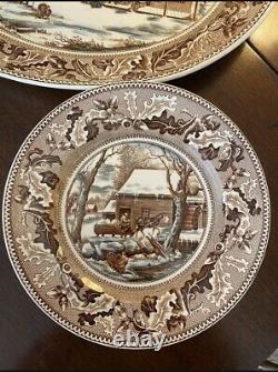 Johnson Brothers Set of Eight Dinner Plates and Oval Serving Platter Frozen Up