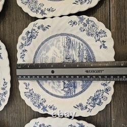 Johnson Brothers TULIP TIME BLUE, WHITE Background 25 Piece Set FOUR SETTINGS