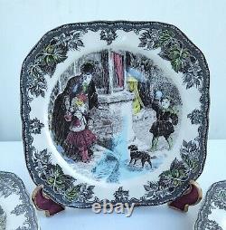 Johnson Brothers The Friendly Village Christmas Square Salad Plates Set of 6