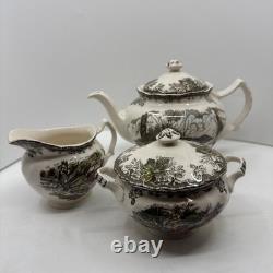Johnson Brothers The Friendly Village Teapot, Sugar Bowl With Lid, Creamer
