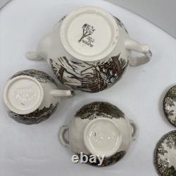Johnson Brothers The Friendly Village Teapot, Sugar Bowl With Lid, Creamer