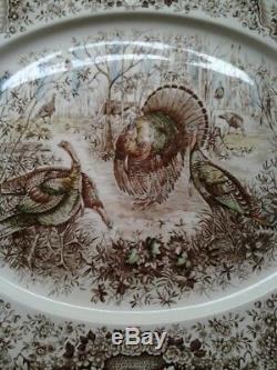 Johnson Brothers Vintage Brown Woodland Wild Turkeys Large Heavy Platter