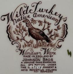 Johnson Brothers Vintage Wild Turkeys Native American Dinner Plate Lot of 4