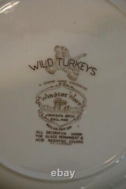 Johnson Brothers WILD TURKEYS 10.5 Dinner Plate/Windsor Ware, England, Lot of 4