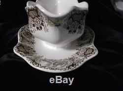 Johnson Brothers Wild Turkey GRAVY BOAT ATTACHED UNDERPLATE EXC! Made in England