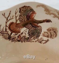 Johnson Brothers Wild Turkey Native American Gravy Boat. Attached Plate