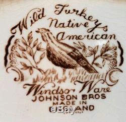 Johnson Brothers Wild Turkey Native American Gravy Boat w Plate $395 retail