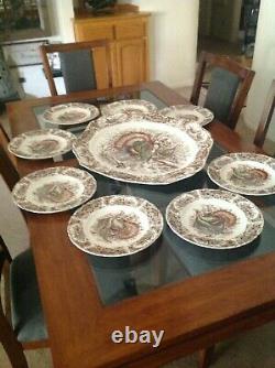 Johnson Brothers Wild Turkeys 21 Platter & 8 Matching 11 Plates