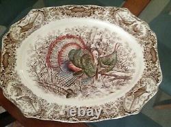 Johnson Brothers Wild Turkeys 21 Platter & 8 Matching 11 Plates