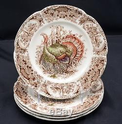 Johnson Brothers Wild Turkeys 4 SALAD PLATES Windsor Ware, Native American, 1CHP