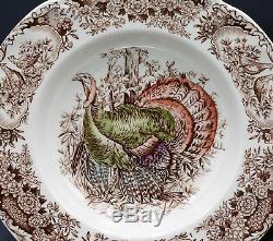 Johnson Brothers Wild Turkeys 4 SOUP BOWLS Windsor Ware, Native American, MINT