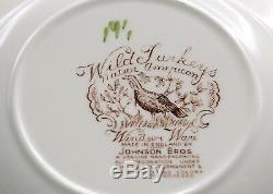 Johnson Brothers Wild Turkeys 4 SOUP BOWLS Windsor Ware, Native American, MINT