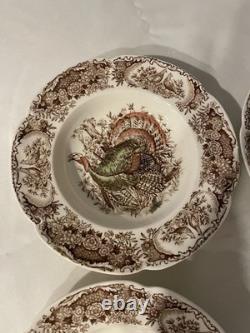 Johnson Brothers Wild Turkeys Native American 8 Rimmed Soup Bowls Set of 4