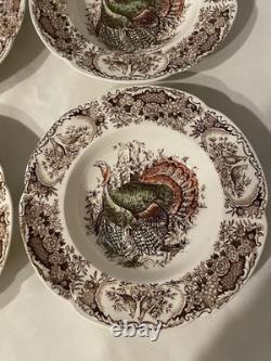 Johnson Brothers Wild Turkeys Native American 8 Rimmed Soup Bowls Set of 4
