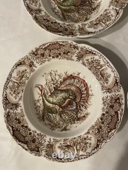 Johnson Brothers Wild Turkeys Native American 8 Rimmed Soup Bowls Set of 4