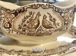 Johnson Brothers Wild Turkeys Native American, Gravy Boat With Attached Underplate