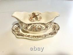 Johnson Brothers Wild Turkeys Native American, Gravy Boat with Attached Underplate