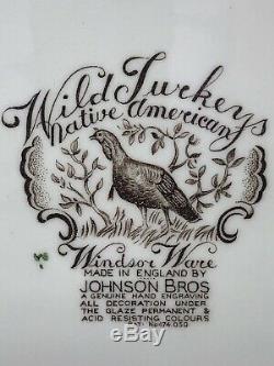 Johnson Brothers Wild Turkeys Native American Windsor Ware 20 Platter Excellent