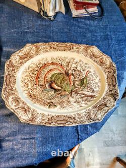 Johnson Brothers Wild Turkeys Native American Windsor Ware 20 Platter SPARKLING