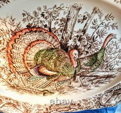 Johnson Brothers Wild Turkeys Native American Windsor Ware 20 Platter SPARKLING