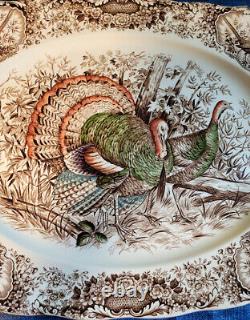 Johnson Brothers Wild Turkeys Native American Windsor Ware 20 Platter SPARKLING