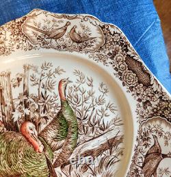 Johnson Brothers Wild Turkeys Native American Windsor Ware 20 Platter SPARKLING