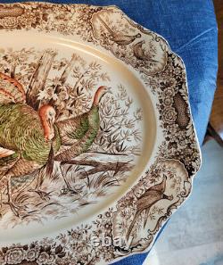 Johnson Brothers Wild Turkeys Native American Windsor Ware 20 Platter SPARKLING