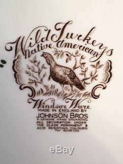 Johnson Brothers Wild Turkeys Native American Windsor Ware Large Platter 20