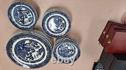 Johnson Brothers Willow Blue Bread & Dinner, Saucers, Bowls and Made in Eng cups
